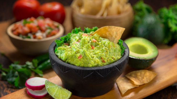 guacamole bowl and ingredients